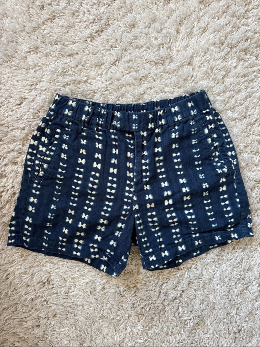 J. Crew Navy and White Tie-Dye Pull-On Shorts